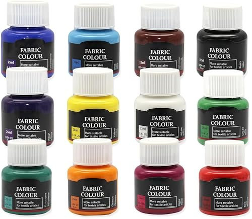 LiBozd Stoffmalfarben Textilfarben Waschfest | Set aus 12 x 25ml Stofffarben in Fläschchen | Zum Bemalen von verschiedenen Textilien