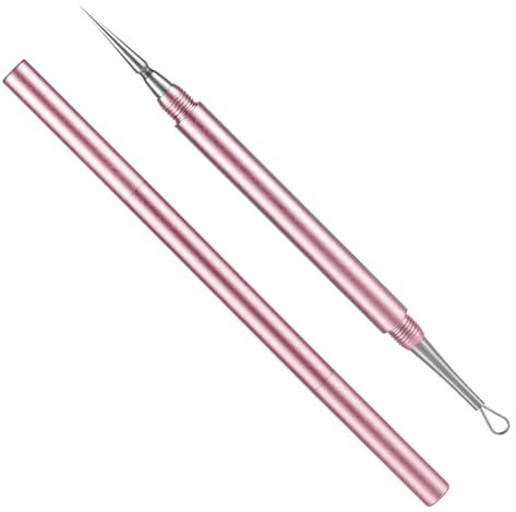 Extractor de Puntos Negros, Metal 2 en 1 Aguja para Limpiar el Acné Profesional Aguja para Quitar Espinillas Eliminador de Puntos Negros para Nariz y Rostro (Oro Rosa)