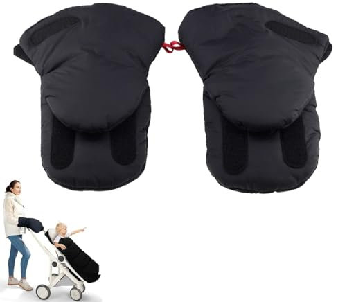 Handschuhe Kinderwagen, Handwärmer Kinderwagen, Kinderwagen Schaukler, Warme Hände Wasserdicht Winddicht Schneebedeckt Universalgröße Handmuff Kinderwage für Buggy, Radanhänger(Schwarz)