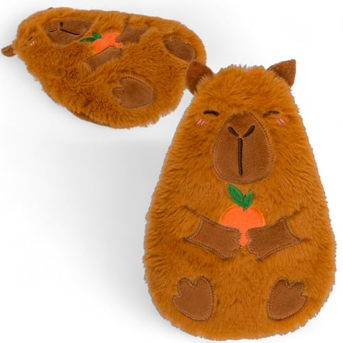 MIJOMA Cojín térmico Capybara – 18 x 18 cm – con bolas de arcilla de 400 g – apto para microondas – suave y cálido – Cojín para mascotas para días fríos