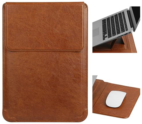 HoYiXi 14 Inch Laptop Sleeve Case with Stand Feature for Mac Book Pro 14 2021/ASUS Vivobook 14/HP Pavilion X360/IdeaPad 14/Dell HP ASUS Acer Huawei Matebook 14'',Compatible 13.3-14'' PC,Brown