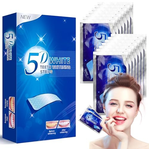 28 tiras de blanqueamiento de dientes, kits de blanqueamiento de dientes premium, aclarar su sonrisa, suave eficaz eliminar manchas de café y té