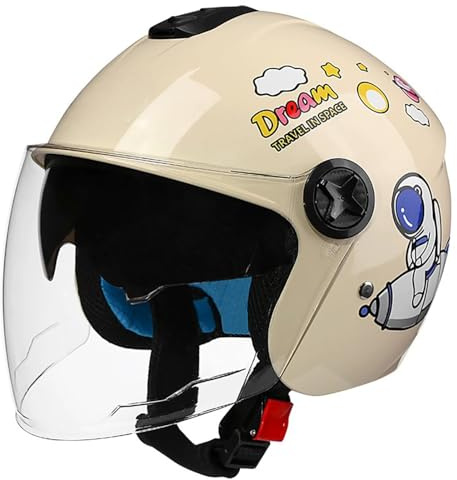 Casco Infantil, Casco Abierto para Moto, Casco Infantil para Bicicleta O Patinete con Visera, Casco Ligero Multideporte, Homologado ECE 8,(50-56CM)