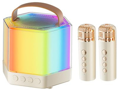 Machine de karaoké Portable, Machine de karaoké, Haut-Parleur sans Fil avec lumière de Couleur, Microphone et Haut-Parleur Portables pour l'extérieur, la Famille, Un Usage Domestique, Convient