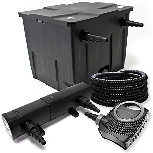 Juego de filtros estanque bio 12000L UVC Clarificador con 24 W 80 W Bomba y manguera de 25m jardin