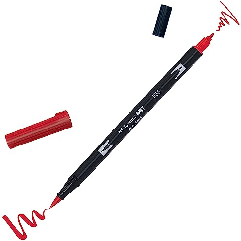Tombow ABT-835 fiberpenna dubbel borste penna med två spetsar, persimmon