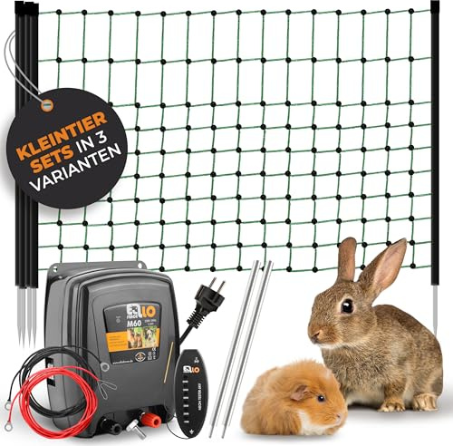 Ellofence Kit clôture électrique pour Petits Animaux - Appareil Secteur 230 V Puissant, Filet électrifiable 12 m, Mise à la Terre & testeur - Kit Mobile Complet pour Poules, Lapins & Chiens