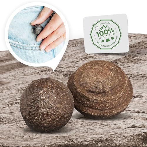 PURAJA Paire de Moqui Marbles Originaux avec Certificat d'authenticité | Pierres vivantes de qualité supérieure | Directement de la région Indienne Hopi à l'ouest des États-Unis (Taille M 18-22mm)
