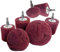 Schleifkopf zum Polieren bürsten geformter Scheuerschwamm – 7-teiliges rotes Vlies-Schleifbohrer-Set mit 1/4-Zoll-Griff für Krümmer/Aluminium/Edelstahl/Chrom usw