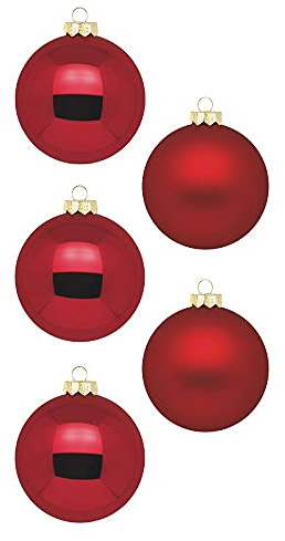 Inge Glas Weihnachtskugeln | Schöne Christbaumkugeln aus Glas | 20 Kugeln in Karton-Box | Christbaumschmuck Weihnachtsbaumschmuck Weihnachtsbaumkugeln (Ochsenblut | rot Glanz/matt)