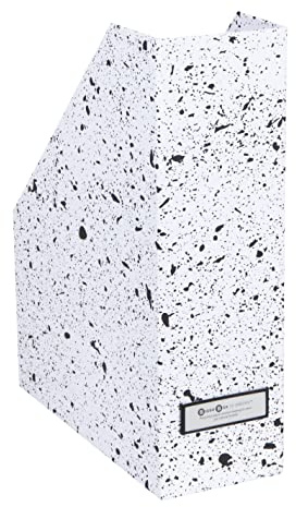 Bigso Box of Sweden trieur pour journaux avec étiquette de marquage – organiseur pratique en panneau de fibres et papier – porte-journaux pour dossiers, documents ou journaux – noir moucheté