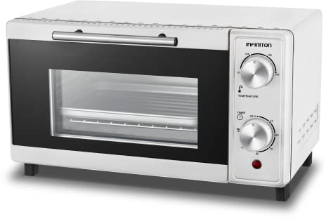INFINITON HSM-70B09 - Horno sobremesa portátil, Blanco, 9 litros, Temporizador, Doble acristalamiento, Termostato ajustable hasta 230º