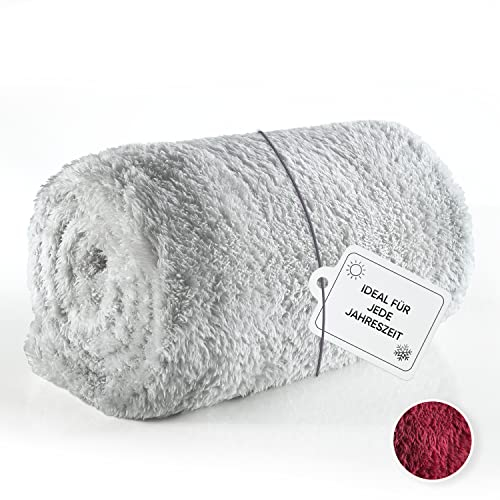 MALIKA® Kuscheldecke 150x200 Wohndecke flauschig weiche Sofadecke Fleecedecke Fluffy Sherpa Decke, Größe:150x200 cm, Farbe: Silber