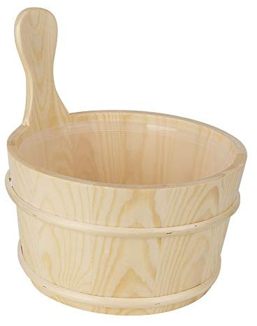 Nachukan Seau De Sauna en Bois-Seau en Bois Naturel avec Doublure, Accessoires Et Fournitures De Salle De Sauna, Seau d'eau pour Sauna
