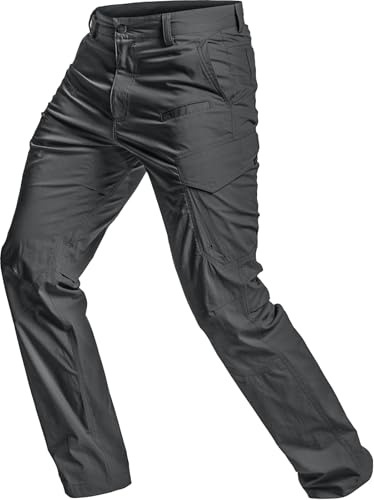 CQR Men's Quick Dry Tactical Pants, Water Resistant Outdoor Pants, Lightweight Stretch Cargo Work Hiking Pants, Runyon Cargo Pants Charcoal, 38W x 30L