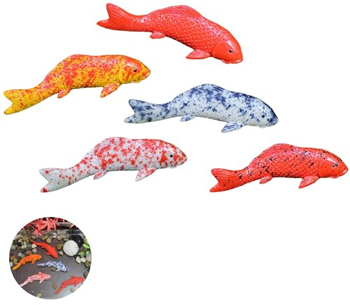 YANJIY Set Med 5 Konstgjorda Akvariefiskar, Akvariedekorationer, Flytande Röd Fisk, Spel för Akvarium, Falska Fiskar, Akvarietillbehör