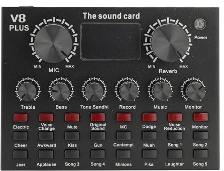 Mezclador de Audio con Tarjeta de Sonido en, Interfaz de Audio para Podcast con Micrófono, Tarjeta de Sonido Bluetooth 5.0 para Karaoke para YouTube, Transmisión en,