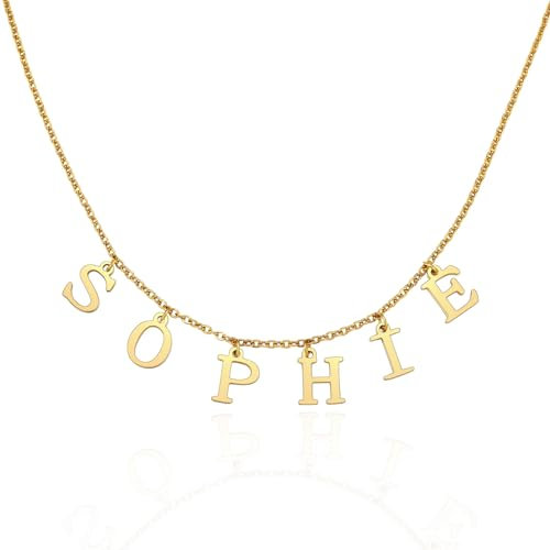 MMXX Personalisierte Namenskette Individuelle Initialen-Halskette Choker-Halskette für Frauen Gold Silber Zierliche Halskette für Damen Freundin Ehefrau Mutter Geschenk (A2: Einzelloch - Gold)