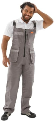 UNIONWORKWEAR Bib Overalls Professional - Breathable - Knee Reinforcement pockets – Waterproof - Tear-resistant (US, Waist Inseam, 41, 33, dark gray/light gray)