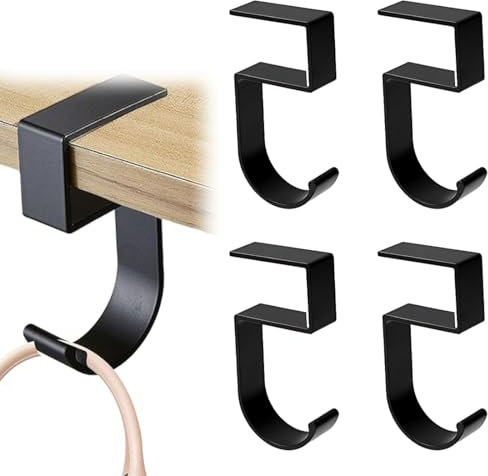 Lot de 4 crochets de bureau portables en aluminium pour étudiant et bureau, sans clous, support de sac à main, support de sac à main, support pour casque, sac à dos