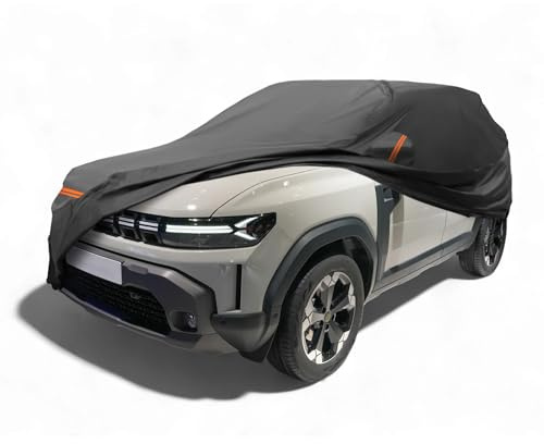 A ABSOPRO Copertura Auto per Dacia Duster 2010-2023 PEVA Spunlace Cotone Esterno Copertura Auto Completa Meteorologiche Impermeabile Antivento Sole Pioggia Neve Protezione Zipper Porta Nero