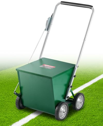 VEVOR Marcador de Línea Seca con 4 Ruedas, Ancho de Raya 50/100 mm, Marcador de Línea Ajustable con Mango de Ajuste de Goma, Capacidad de Polvo Seco de 29,5 kg para Campo de Béisbol y Sóftbol, Verde