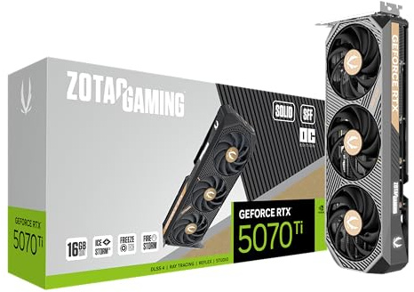ZOTAC Gaming GeForce RTX 5070 Ti Solid SFF OC DLSS 4 16GB GDDR7 256-bit 28Gbps PCIE 5.0 Gaming Graphics Card, Advanced Cooling IceStorm 2.0, ZT-B50710J3-10P