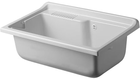 Negrari Baignoire en résine PP pour évier, résistant à l'humidité, résistant aux acides courants, kit d'échappement inclus, intérieur et extérieur, L80 x P50 x H30 cm, blanc