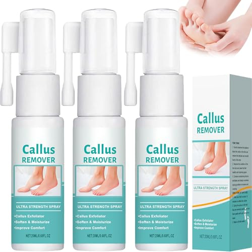 Kraftfull spray mot liktornar och förhårdnader, elimineringsspray för död hud, omedelbar fotexfolieringsspray för förhårdnader och död hud, för alla typer, 20 ml (3 st)