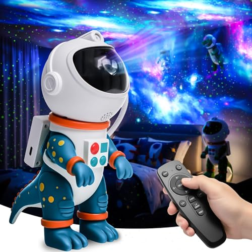 ZONSUSE Proiettore Stelle Astronauta Dinosauro, Lampada Notturna Galaxy, 8 Modalità Luce, Rotazione 360°, Telecomando e Timer, Proiettore Cielo Stellato Regalo per Bambini, Decorazione Camera (Blu)