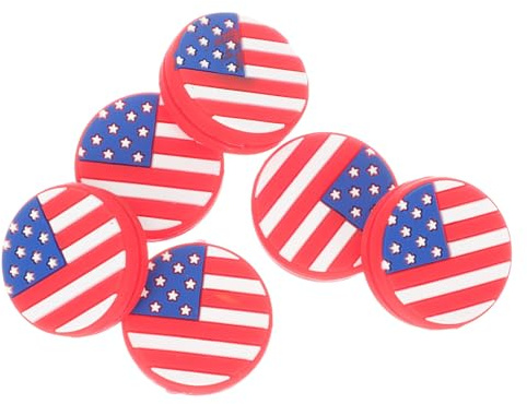 ORFOFE Lot de 6 Amortisseurs de Vibrations en Silicone pour Raquette de Tennis Motif Drapeau Américain Absorbeurs de Chocs Flexibles pour Équipement de Tennis