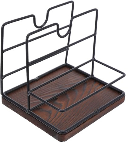 SOPOTUTU Porte-Serviettes de Table en Bois Couleur Brun Foncé avec Rangement pour Salière et Poivrière Plateau Multifonction Cuisine et Salle à Manger Support Stable et Facile à Nettoyer