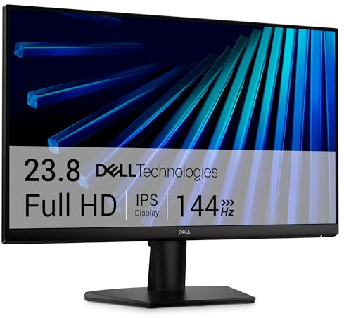 Dell 24 Monitor - SE2426H - 23.8-inch FHD (1920x1080) 144Hz 1ms Display, in-Plane Switching (IPS) Technology, AMD FreeSync™, TÜV 3-Star 2X HDMI, Tilt