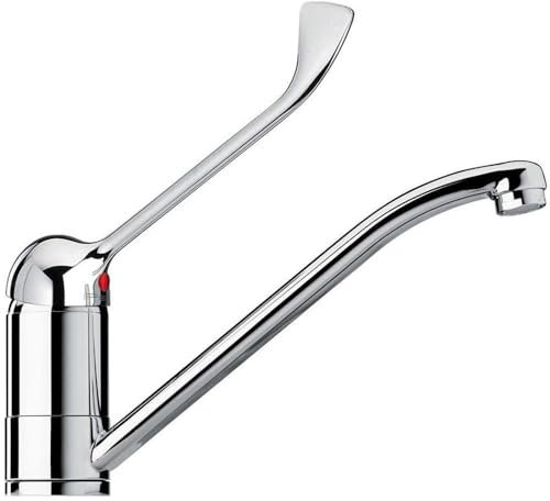 BAGNOCLIC Mitigeur Clinique avec Levier Long – Robinet Monocommande en Laiton Chromé, Hygiénique pour Lavabo ou Évier, Idéal Lieux Médicaux et Collectivités