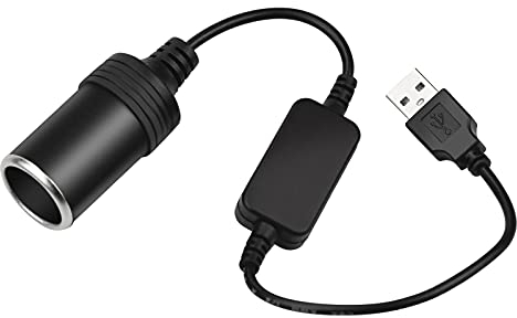 Convertitore a Presa Accendisigari per Auto da 5V USB Maschio a 12V Femmina, Connettore Cavo da 36.5cm, DVR Dash Camera GPS, ecc