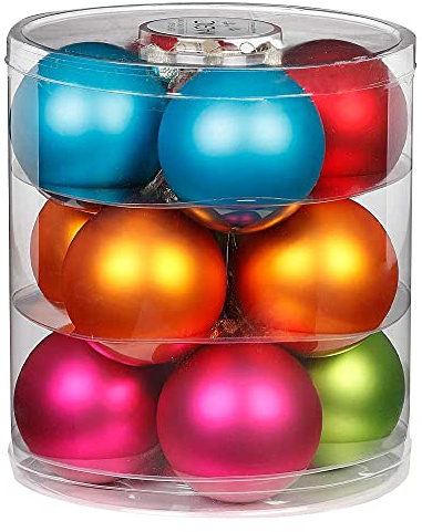 Magic Weihnachtskugeln Glas 8cm 12 STK. Christbaumkugeln (Mille Fiori | Mehrfarbig Bunt)