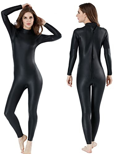 TOYOMO Women's Wetsuit Waterproof Light Leather Wetsuit Stretch One Piece Swimsuit for Triathlon, Surfing, Diving,S,Black