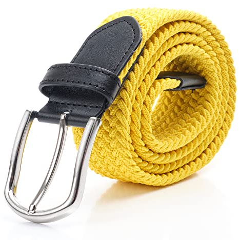 DWOY Elastischer Stoffgürtel Geflochtener Gürtel für Damen und Herren (Gelb, 105)