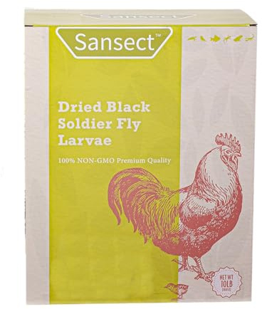 SANSECT Dried Black Soldier Fly Larvae 10LB, High Calcium Chicken Feed – 85X More Calcium, Non-GMO Treats for Chickens, Laying Hens, Ducks, Turkeys, Wild Birds, Turtles