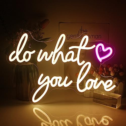 Do What You Love Neonlicht Schriftzug, Warmweiß Neon Schild für Wand Dekor, USB betrieben Neon Led Schild Leuchtreklame für Schlafzimmer, Wohnkultur, Büro
