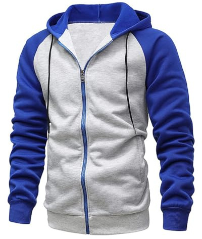 YawYews Sweat a Capuche Homme Sweat Zippé Homme Veste de Sport Pull Sweatshirts Homme Hoodie Hiver Blu XL