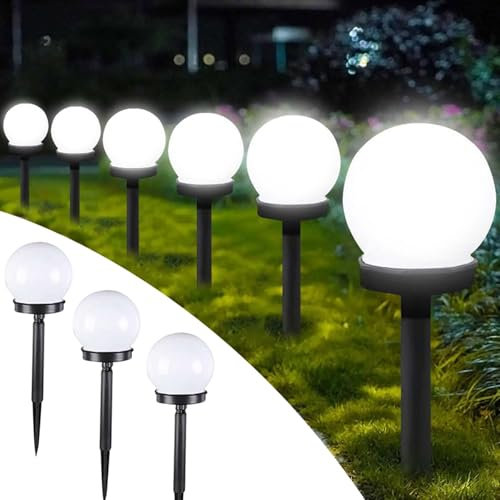 Luz solar de jardín, luces solares para caminos, redonda LED luces jardín, lámpara solar esférica, iluminación para exteriores para poste, impermeable automático luces solares exterior