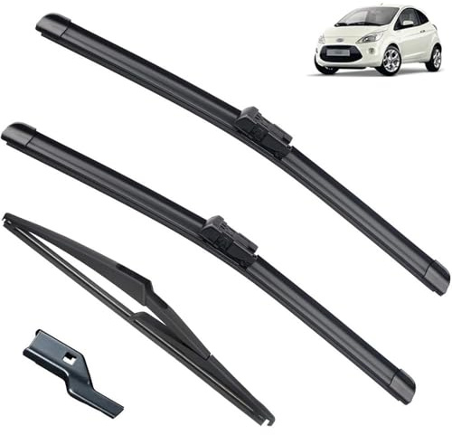 Auto-Scheibenwischer Scheibenwischer LHD vorne und hinten, kompatibel mit Ford KA MK2 2009–2015, Windschutzscheibe, Windschutzscheibe, Fenster, Regenbürsten, 24''+14''+11''