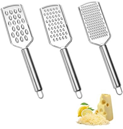 HhBdy Grater 3Pcs Stainless Steel Material Graters for Kitchen with Handle Lemon Zester Grater Toolnutmeg Grater for Cheese Carrot Ginger Chocolate Coconut Nuts and Horseradish