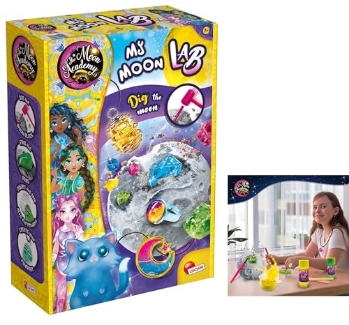 Lisciani - MOON ACADEMY - Mi Laboratorio Lunar - Kit de Excavación de Piedras Preciosas para Niños a partir de 8 años - Joyero - Actividad Manual - Idea Creativa para Regalo de Cumpleaños