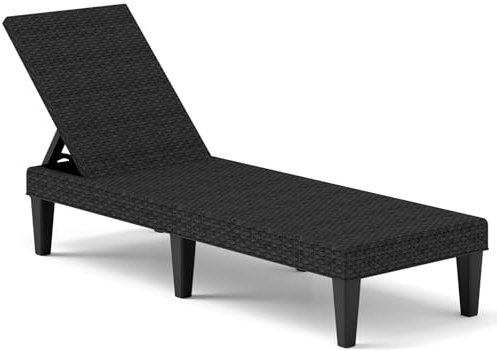 COSTWAY Sonnenliege Rattan, wetterfeste Gartenliege mit Verstellbarer Rückenlehne, Balkonliege aus Kunststoff, Terrassenliege bis 150 kg belastbar, Liegestuhl für Garten, Terrasse, Balkon (Schwarz)