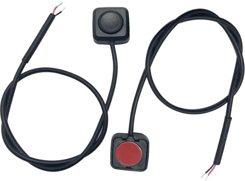 Powice 2 interruptores táctiles con parte trasera autoadhesiva, interruptor momentáneo de 12 V/24 V con cable de 30 cm, conversión de 12 V/24 V, mini botón para controlar dispositivos electrónicos