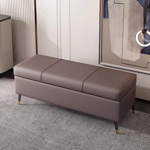 Otomana de lujo con banco de almacenamiento de cojín de piel sintética para dormitorio y sala de estar, soporta hasta 300 kg, solución de almacenamiento elegante y funcional, Panca Ottomana Di Lusso