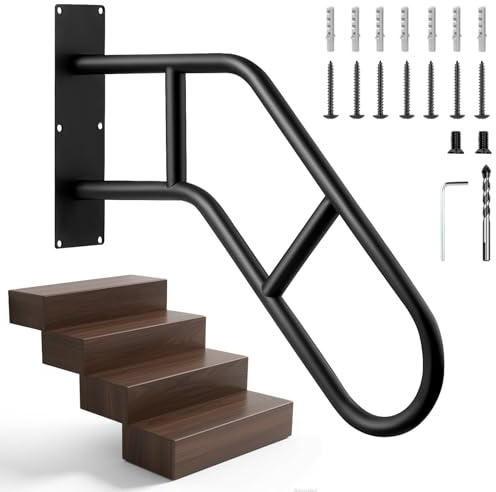 Opaltool Pasamanos Escalera de Pared, Pasamanos de Acero Inoxidable en Forma de U para Escalones de 1 a 3 Escalones, Barras de Agarre para Personas Mayores, Pasamanos para Garaje, Porche y Jardín