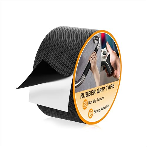 Cinta de agarre de goma, Cinta Antideslizante Impermeable Ultrafina Cintas de Agarre de Seguridad con Adhesivo Texturizado para Herramientas, Manijas, Proyectos de Bricolaje (Negro, 5 cm x 3 m)